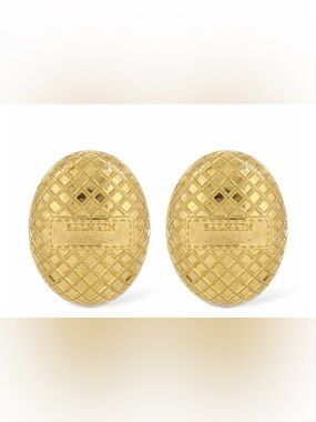 BALMAIN - Signature Grid Brass Earrings NWT